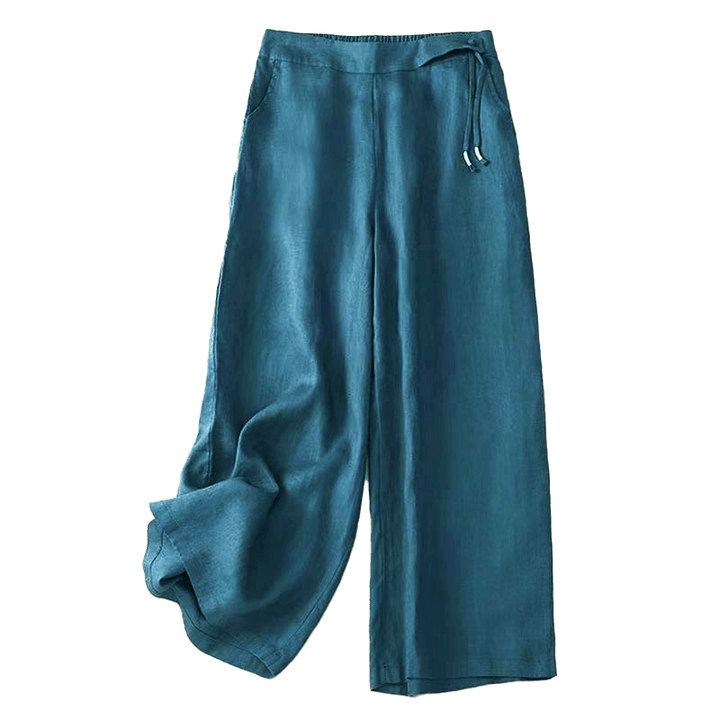 Buddha Stones Casual Solid Color One Button Women's Capri Wide Leg Pants With Pockets - image 30