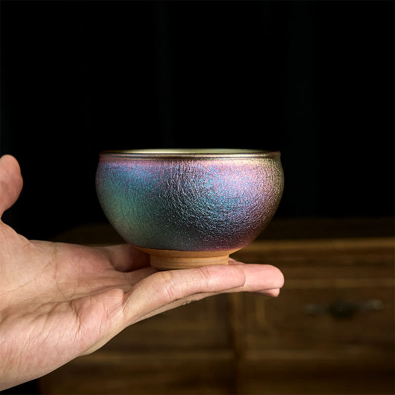 Buddha Stones Handmade Chinese Jianzhan Golden Lotus Flower Ceramic Teacup Kung Fu Tea Cup 150ml - image 5