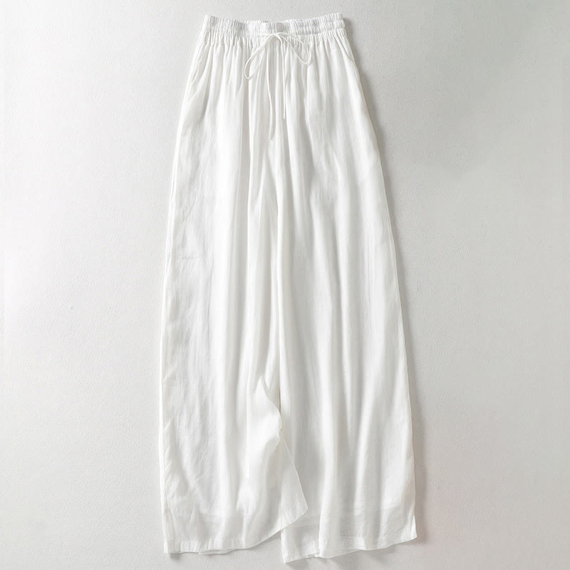 Buddha Stones Solid Color Lace-up Women's Wide Leg Pants - image 6