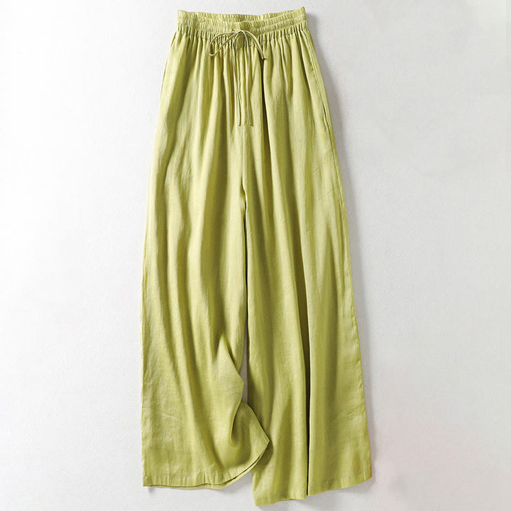 Buddha Stones Solid Color Lace-up Women's Wide Leg Pants - GreenYellow - US8-10，UK/AU12-14，EU40-42 (2XL) - image 10