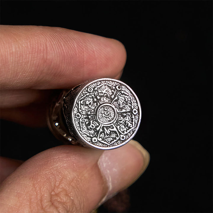 Buddha Stones Om Mani Padme Hum Ghau Prayer Box Copper Plated Silver Luck Key Chain - image 4