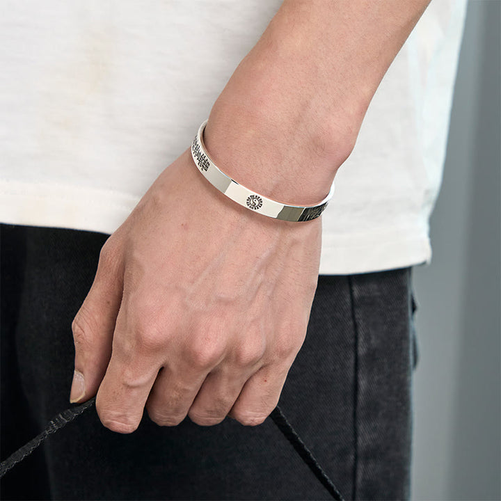 Buddha Stones Bagua mantra Symbol Copper Plated Silver Wealth Bracelet Bangle - image 9