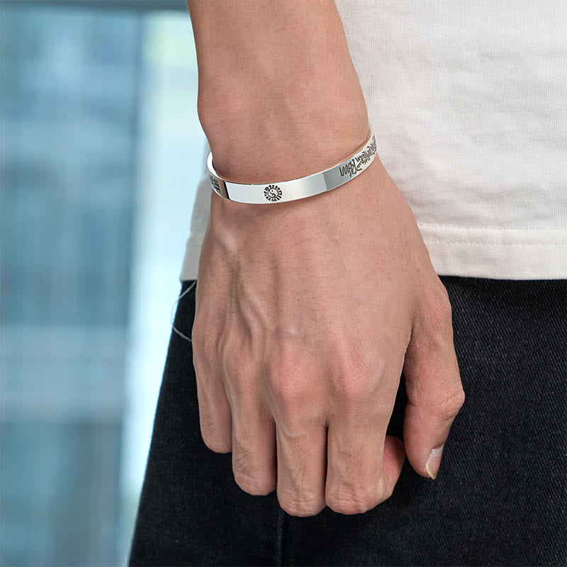 Buddha Stones Bagua mantra Symbol Copper Plated Silver Wealth Bracelet Bangle - image 8