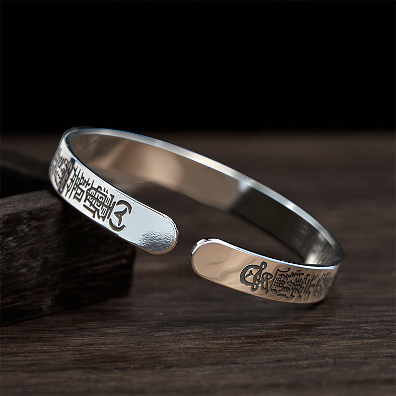 Buddha Stones Bagua mantra Symbol Copper Plated Silver Wealth Bracelet Bangle - image 1