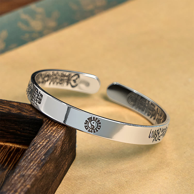 Buddha Stones Bagua mantra Symbol Copper Plated Silver Wealth Bracelet Bangle - image 3