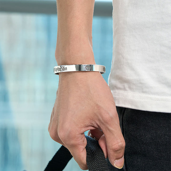 Buddha Stones Bagua mantra Symbol Copper Plated Silver Wealth Bracelet Bangle - image 4