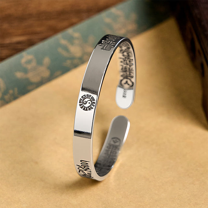 Buddha Stones Bagua mantra Symbol Copper Plated Silver Wealth Bracelet Bangle - image 2