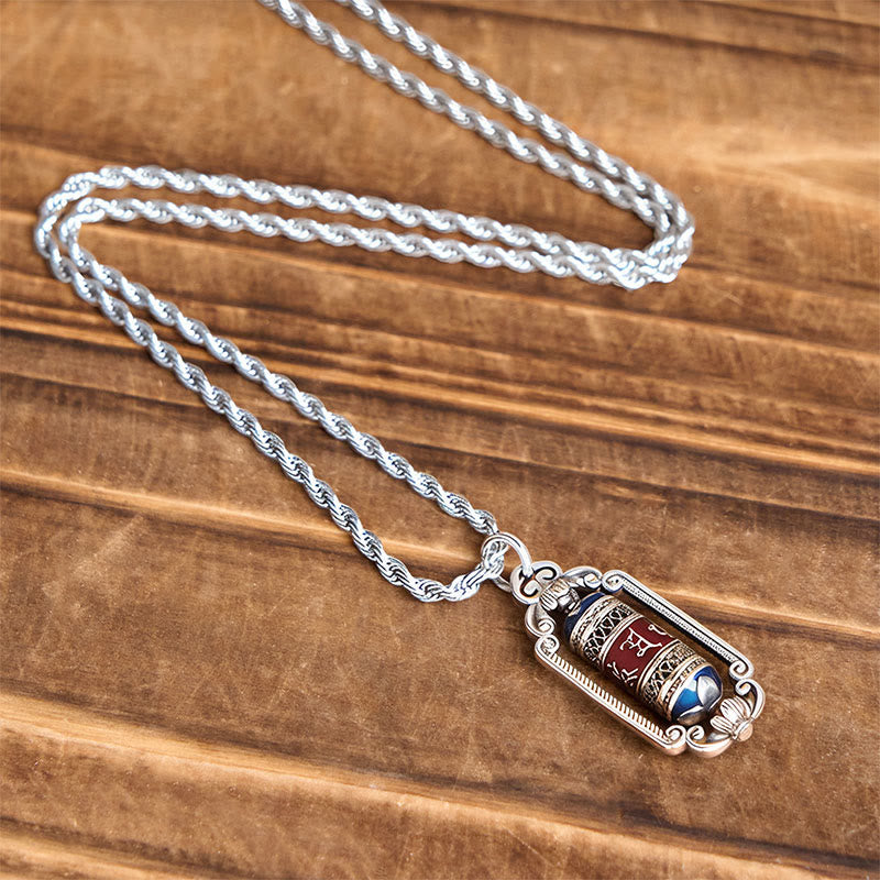 Buddha Stones Vintage Om Mani Padme Hum Prayer Wheel Copper Luck Pendant - image 7