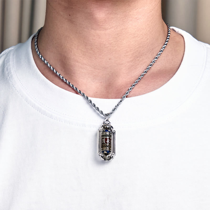 Buddha Stones Vintage Om Mani Padme Hum Prayer Wheel Copper Luck Pendant - image 13