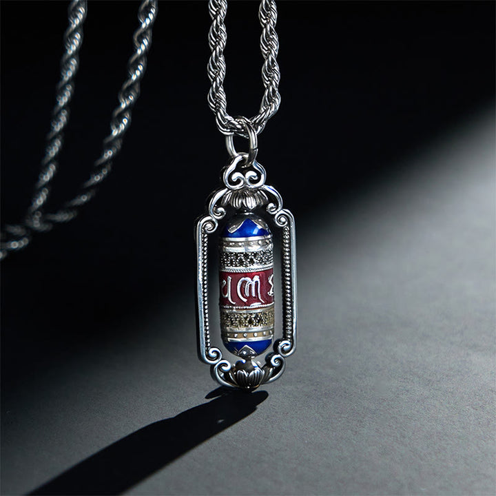 Buddha Stones Vintage Om Mani Padme Hum Prayer Wheel Copper Luck Pendant - Copper(Wealth ♥ Luck) - image 0