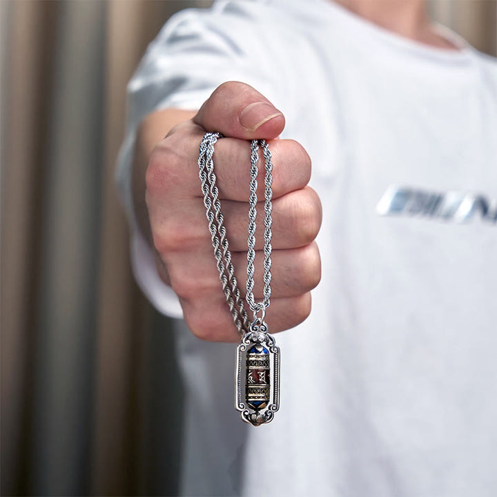 Buddha Stones Vintage Om Mani Padme Hum Prayer Wheel Copper Luck Pendant - image 14