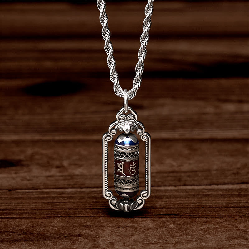 Buddha Stones Vintage Om Mani Padme Hum Prayer Wheel Copper Luck Pendant - image 2