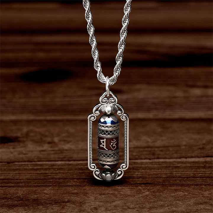 Buddha Stones Vintage Om Mani Padme Hum Prayer Wheel Copper Luck Pendant - image 2