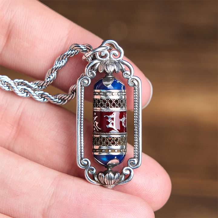 Buddha Stones Vintage Om Mani Padme Hum Prayer Wheel Copper Luck Pendant - image 11