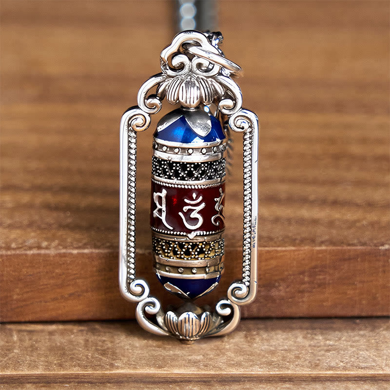 Buddha Stones Vintage Om Mani Padme Hum Prayer Wheel Copper Luck Pendant - image 10