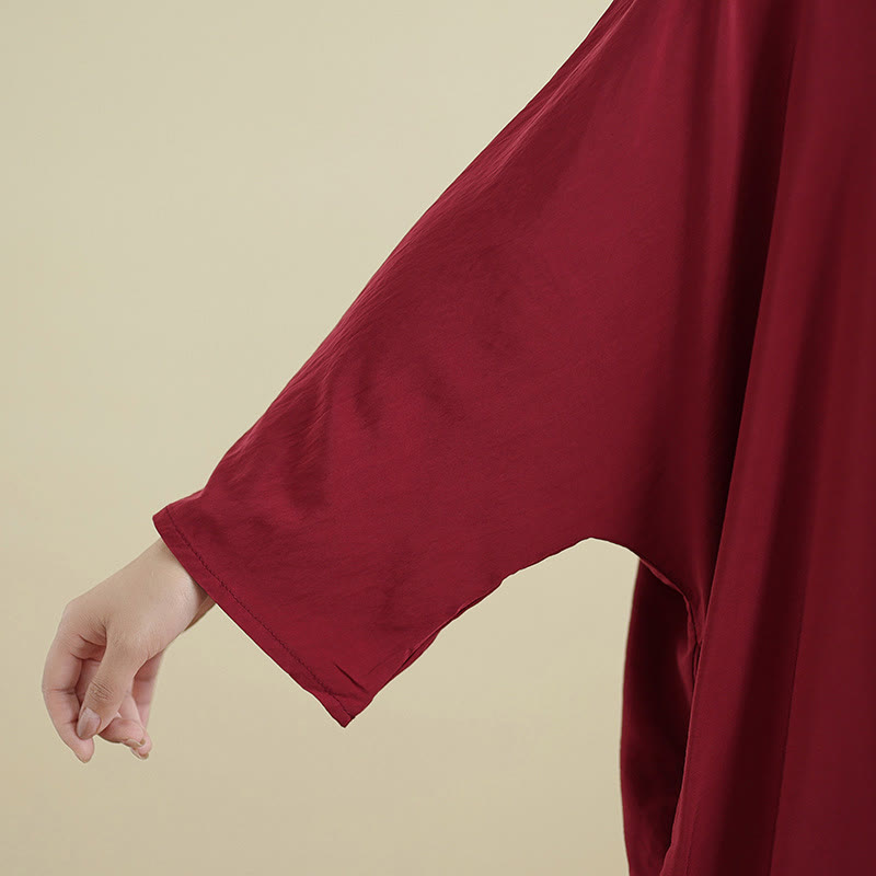 Buddha Stones Retro Casual Solid Color Long Sleeve Cotton Linen Maxi Dress With Pockets - image 34