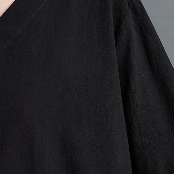 Buddha Stones Fall Casual Simple Design Long Sleeve Cotton Linen Maxi Dress With Pockets - image 10