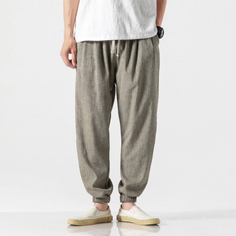 Buddha Stones Simple Drawstring Design Linen Men's Pants With Pockets - DarkKhaki - US/UK/AU46，EU56 (5XL) - image 18