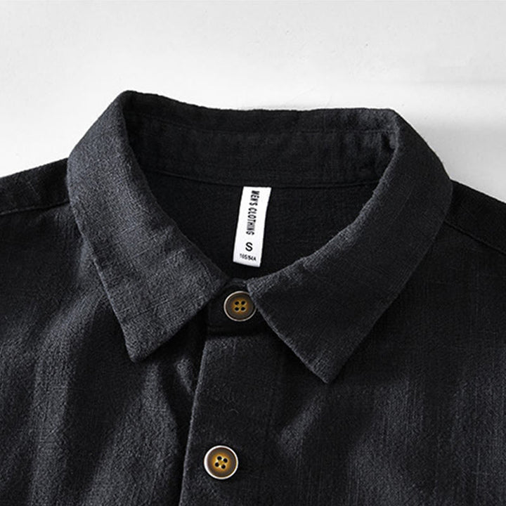 Buddha Stones Commute Plain Simple Buttons Design Men's Long Sleeve Ramie Linen Jacket With Pockets - image 6