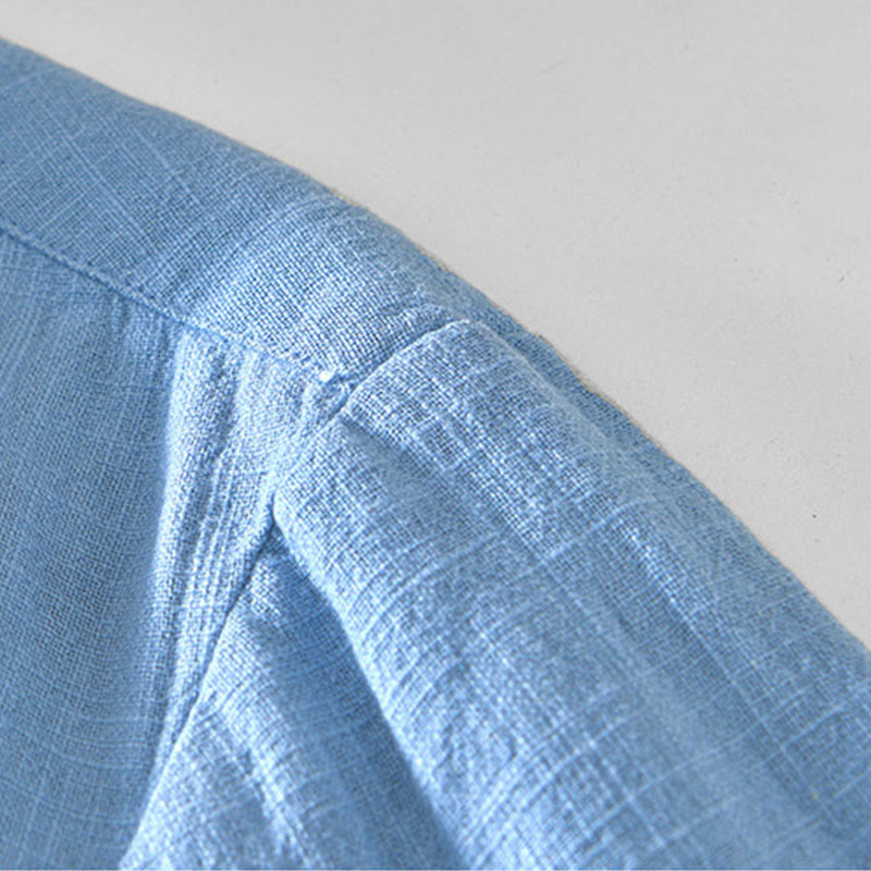 Buddha Stones Commute Plain Simple Buttons Design Men's Long Sleeve Ramie Linen Jacket With Pockets - image 22