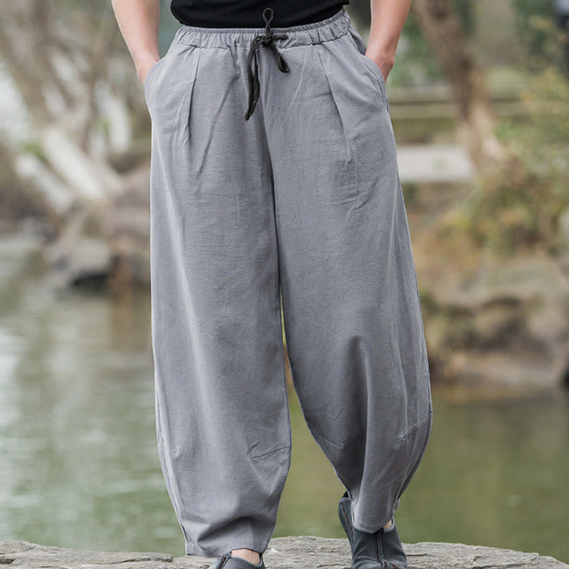 Buddha Stones Plain Casual Bloomer Men's Pants With Pockets - Gray - US/UK/AU44，EU54 (5XL) - image 10
