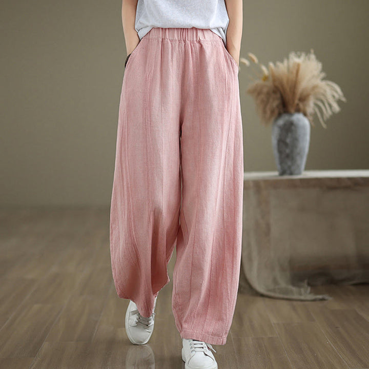 Buddha Stones Casual Plain Women's Cotton Linen Harem Pants With Pockets - image 24