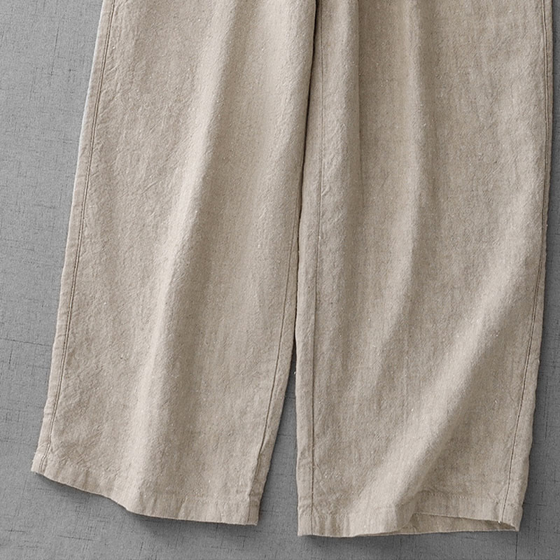 Buddha Stones Casual Daily Drawstring Simple Design Women's Cotton Linen Pants With Pockets - image 8