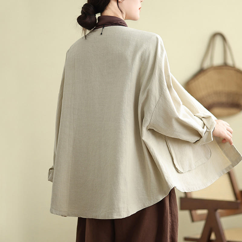 Buddha Stones Plain Design Long Sleeve Women's Jacket With Pockets - image 6