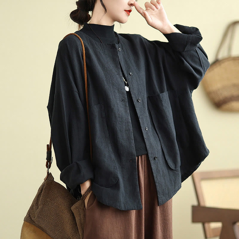Buddha Stones Plain Design Long Sleeve Women's Jacket With Pockets - image 14