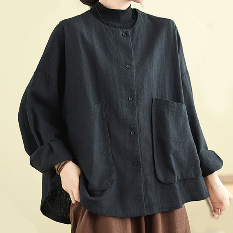 Buddha Stones Plain Design Long Sleeve Women's Jacket With Pockets - image 16
