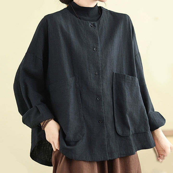 Buddha Stones Plain Design Long Sleeve Women's Jacket With Pockets - image 16