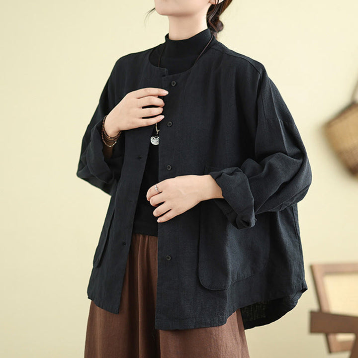 Buddha Stones Plain Design Long Sleeve Women's Jacket With Pockets - image 11
