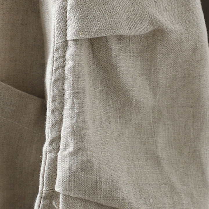 Buddha Stones Pure Color V-neck Women's Cotton Jacket With Pockets - image 4