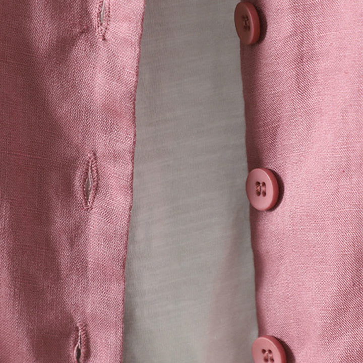 Buddha Stones Pure Color V-neck Women's Cotton Jacket With Pockets - image 12