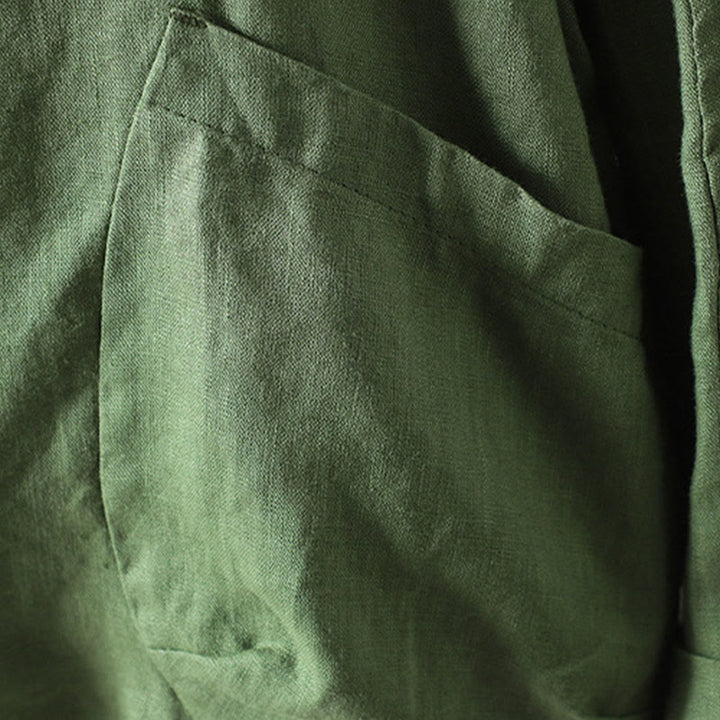 Buddha Stones Pure Color V-neck Women's Cotton Jacket With Pockets - image 22