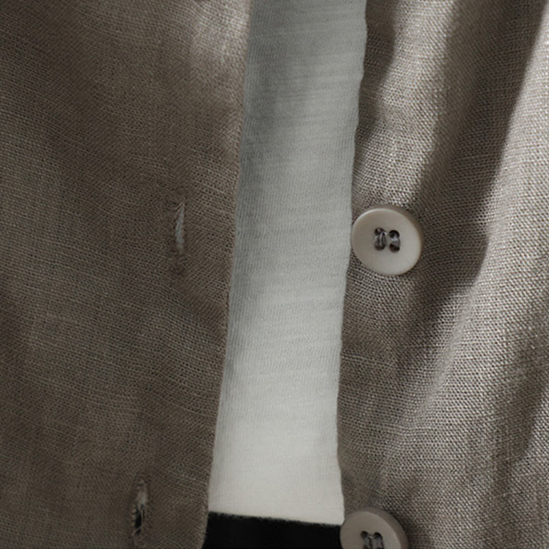 Buddha Stones Pure Color V-neck Women's Cotton Jacket With Pockets - image 27