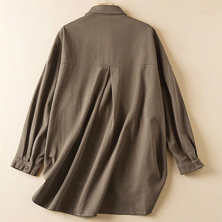 Buddha Stones Fall Irregular Design Long Sleeve Women's Cotton Linen Lapel Jacket With Pockets - image 15