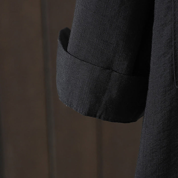 Buddha Stones Plain Buttons Women's Cotton Coat With Pockets - image 12