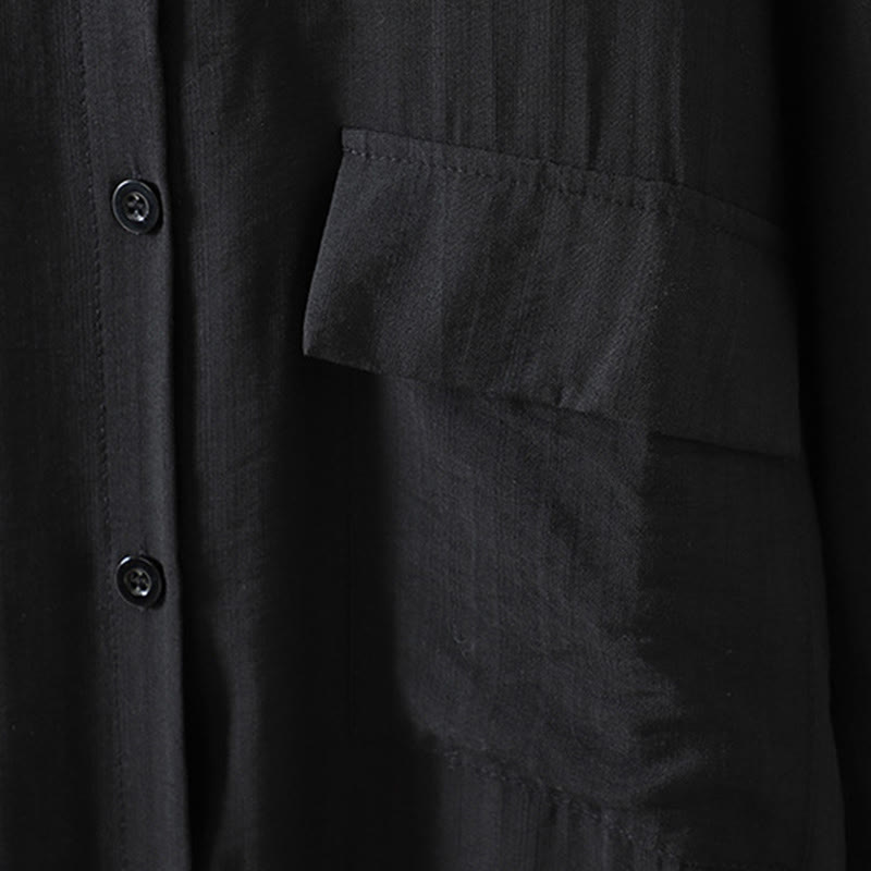 Buddha Stones Plain Buttons Women's Cotton Coat With Pockets - image 15