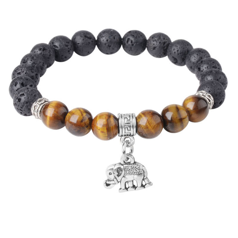 Buddha Stones Black Lava Rock Crystal Beads Animal Pattern Healing Bracelet - image 4