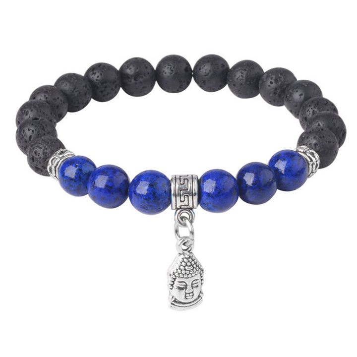 Buddha Stones Black Lava Rock Crystal Beads Animal Pattern Healing Bracelet - image 11