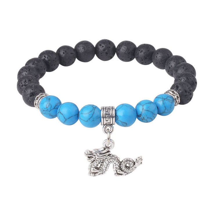 Buddha Stones Black Lava Rock Crystal Beads Animal Pattern Healing Bracelet - image 23