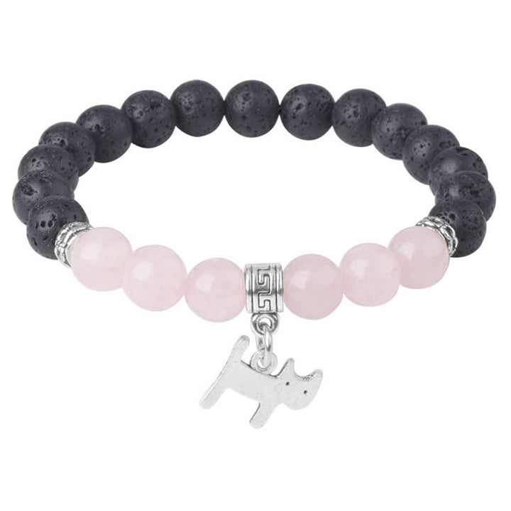 Buddha Stones Black Lava Rock Crystal Beads Animal Pattern Healing Bracelet - image 27