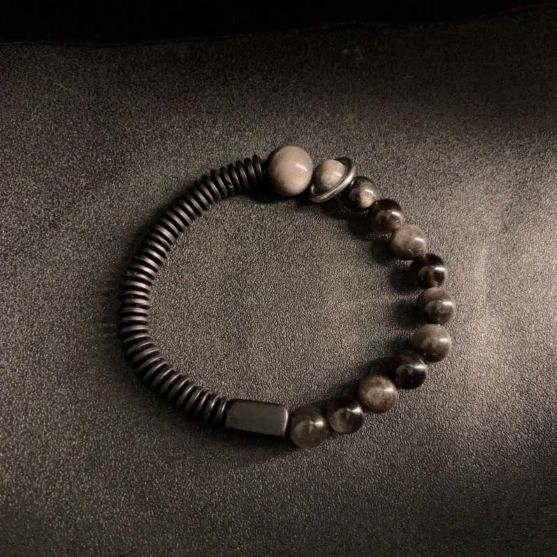 Buddha Stones Silver Sheen Obsidian Coconut Shell Protection Bracelet - image 7