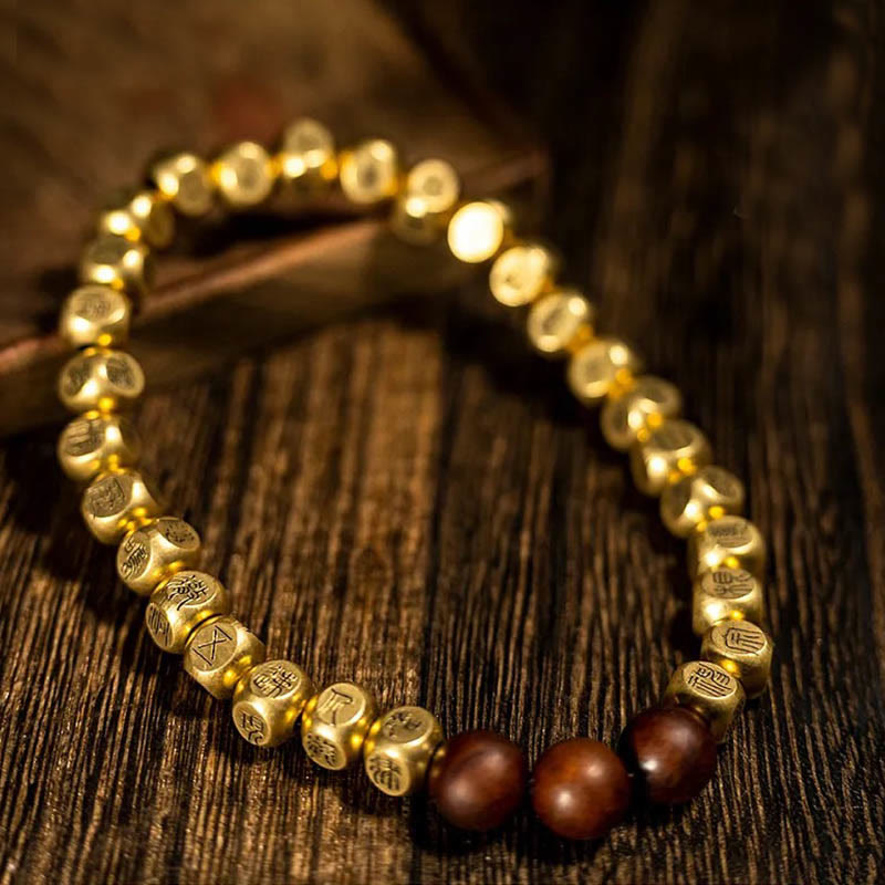 Buddha Stones Copper Brass Lightning Struck Jujube Wood Beads Wealth Bracelet - image 6