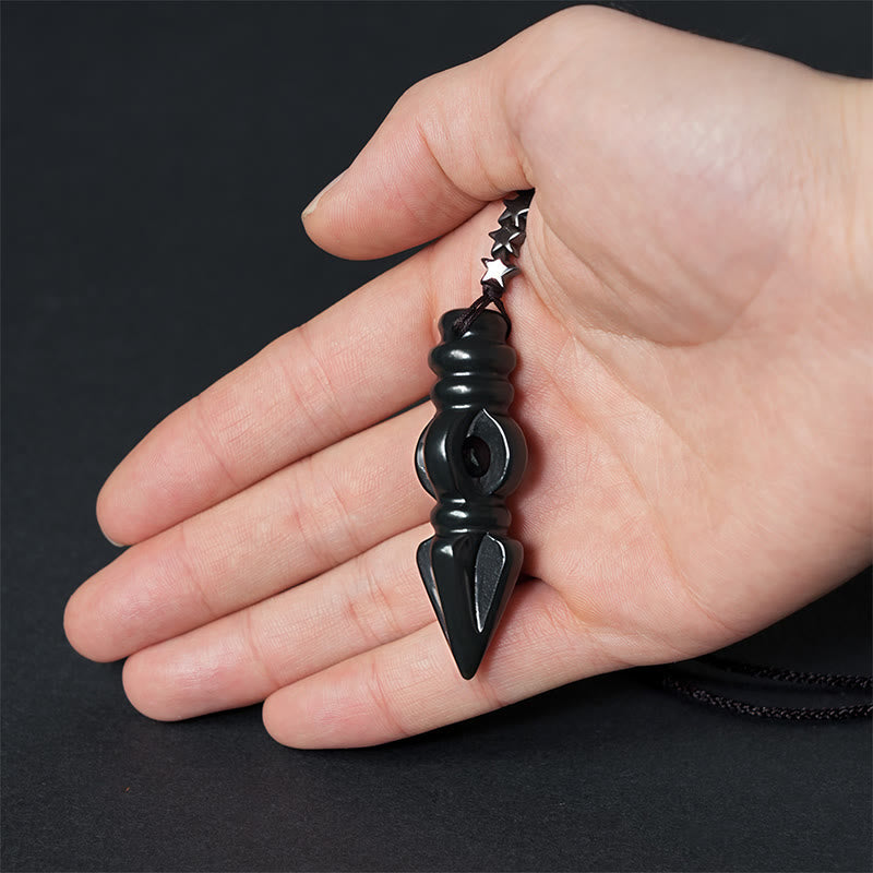 Buddha Stones Tibetan Hetian Cyan Jade Pestle Vajra Dorje Star Harmony Necklace Pendant - image 5