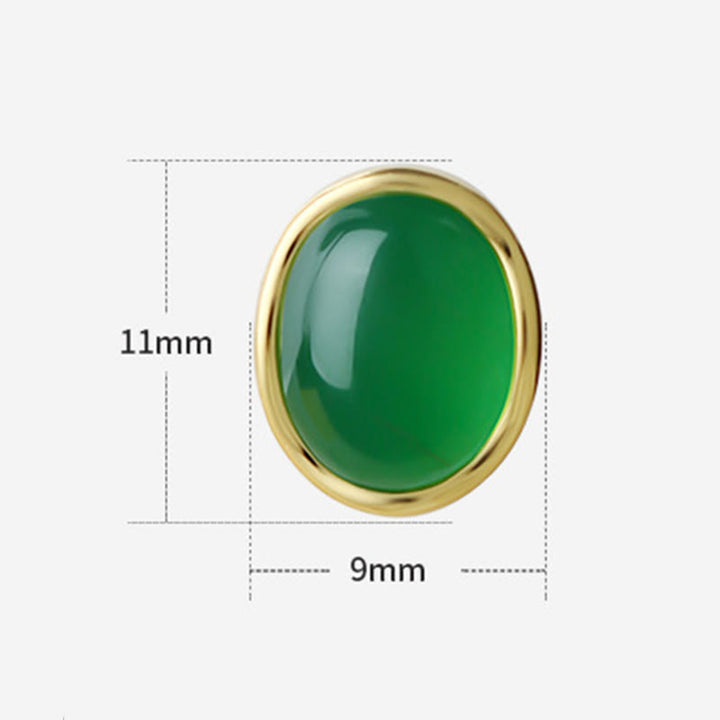 Buddha Stones 925 Sterling Silver Golden Green Chalcedony Strength Earrings  - image 3