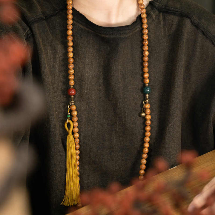 Buddha Stones 108 Mala Beads Bodhi Seed Wisdom Peace Tassel Bracelet - image 5