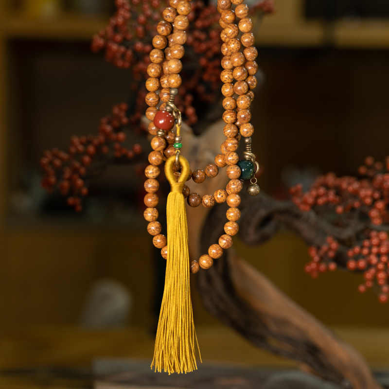 Buddha Stones 108 Mala Beads Bodhi Seed Wisdom Peace Tassel Bracelet - image 9