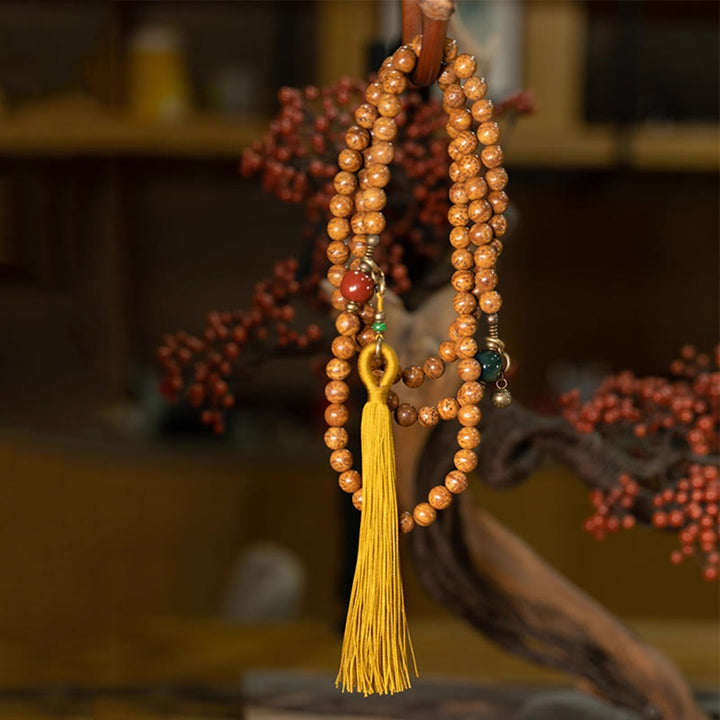 Buddha Stones 108 Mala Beads Bodhi Seed Wisdom Peace Tassel Bracelet - image 1